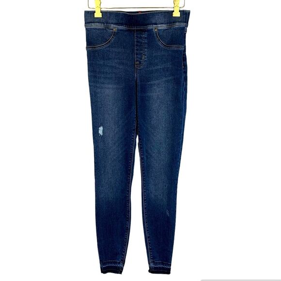 Spanx Women’s Distressed hem High Rise Ankle Skinny Blue Jeans Size small - Picture 1 of 8